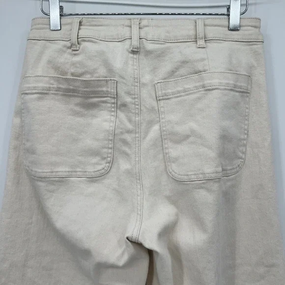 OAT New York High Rise Wide Leg Crop Pant Size 30 Stretch Cotton Natural Beige - Picture 6 of 12